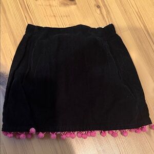 Sixth Alice Corduroy Black Skirt with Pink Trim